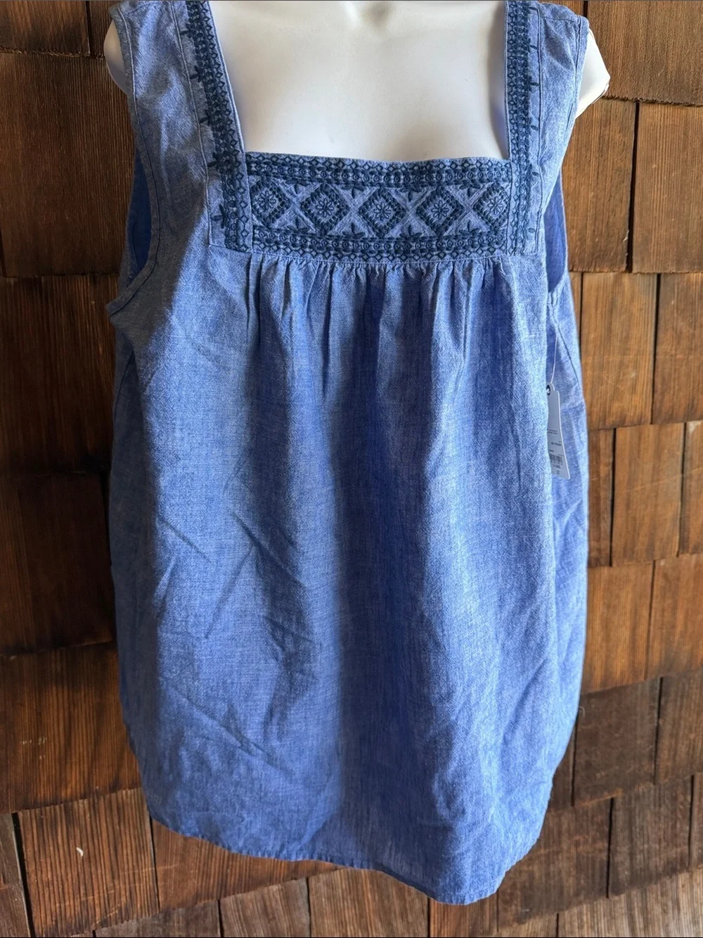 St. John's Bay Blue Embroidered Square-Neck Tank